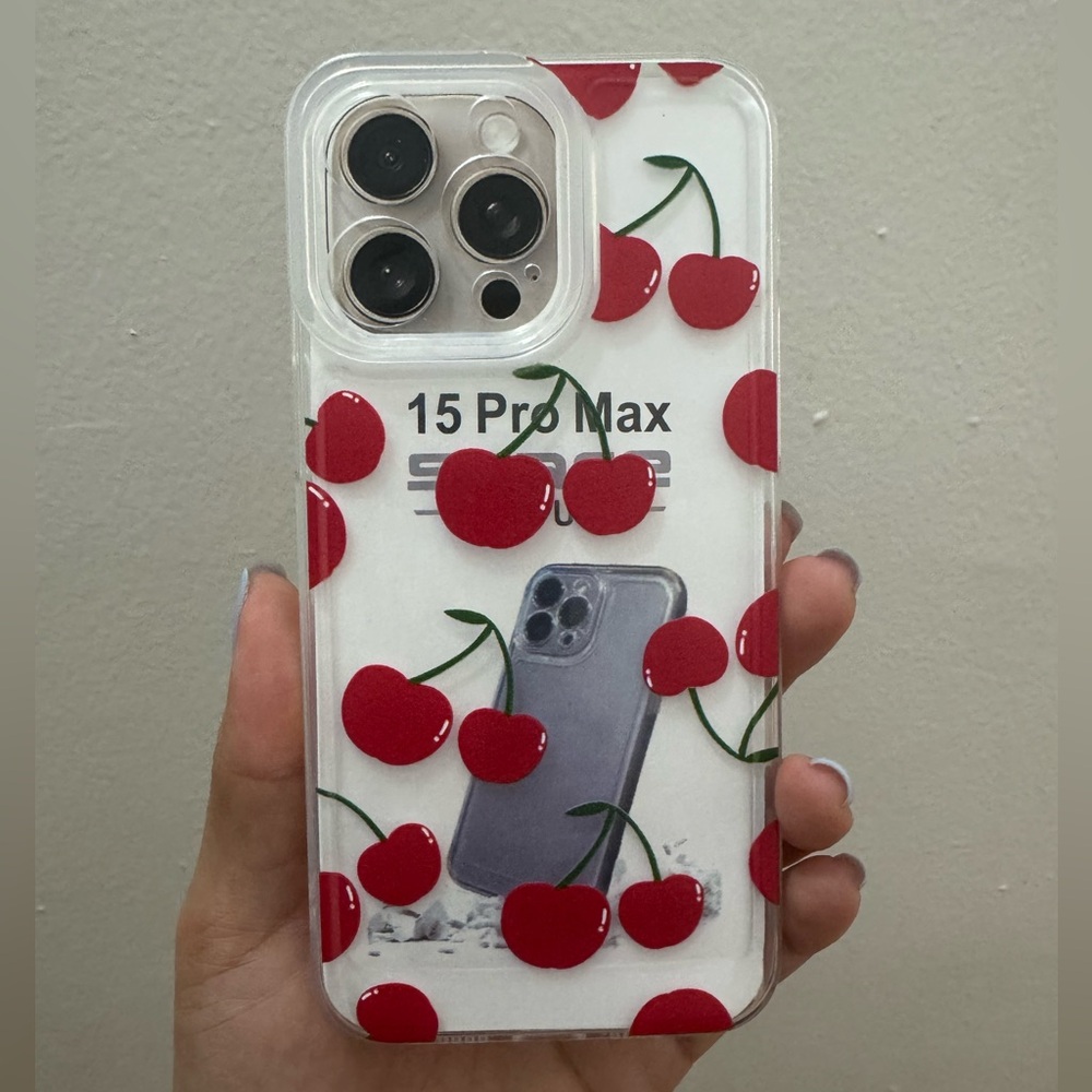 New Shein Cherry Clear Case Cover iPhone 15 Pro Max Cherries